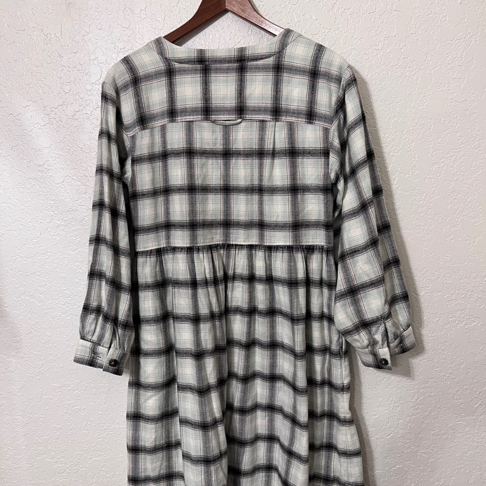 Madewell Flannel Button Front Midi Dress Long Sleeve V Neck Womens Oversized 90s - Picture 10 of 10